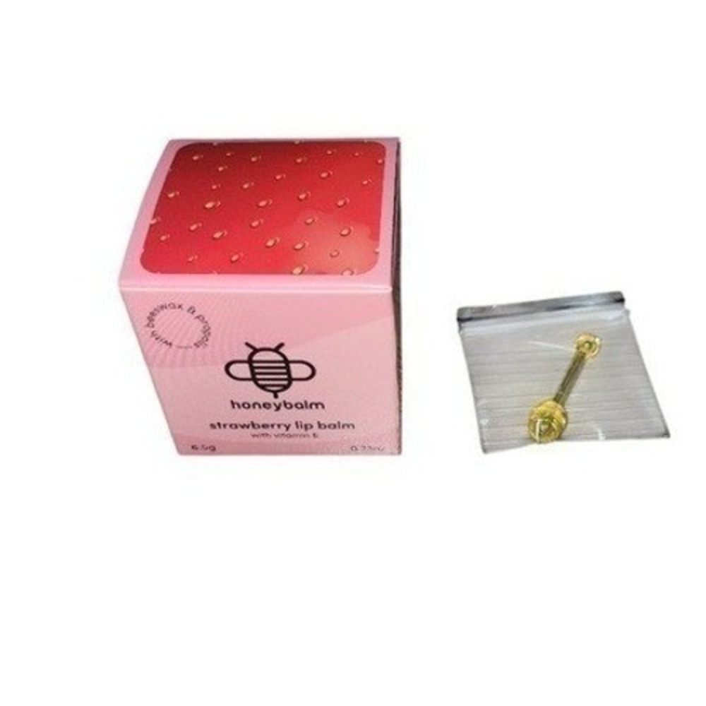 Honeybalm Strawberry Lip Balm 0.23 oz with Silicone Applicator New